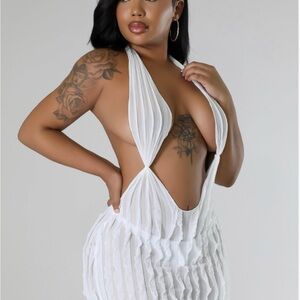 Elegant White Halter Dress